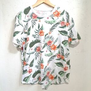 Aeropostale | White tropical pattern men's crew neck t shirt